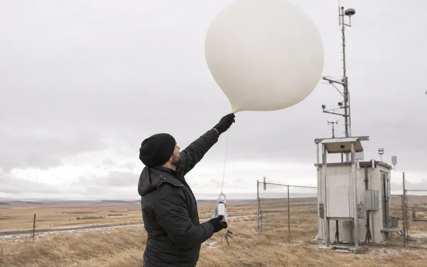 Launching a weather balloon
