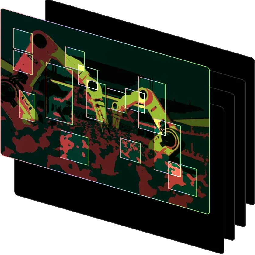 Stacked annotation layers over a robotics scene