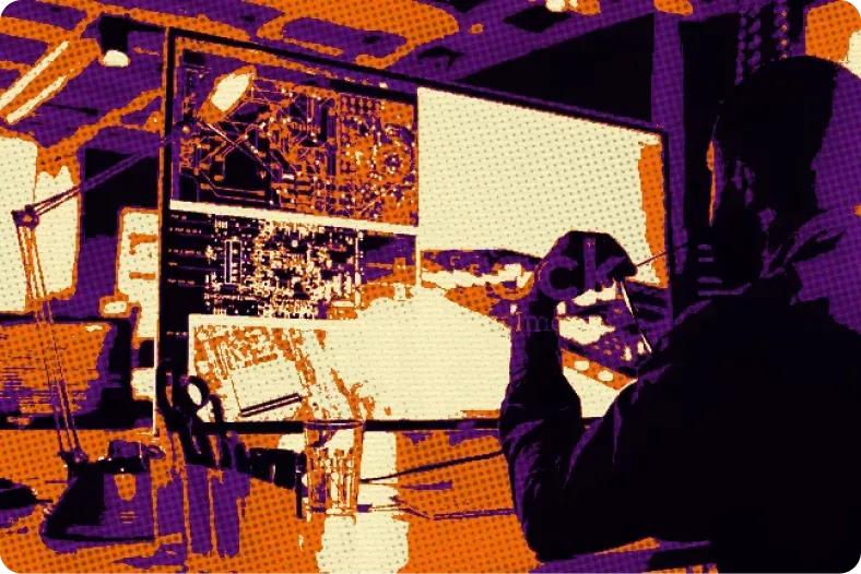 A specialist working across several screens